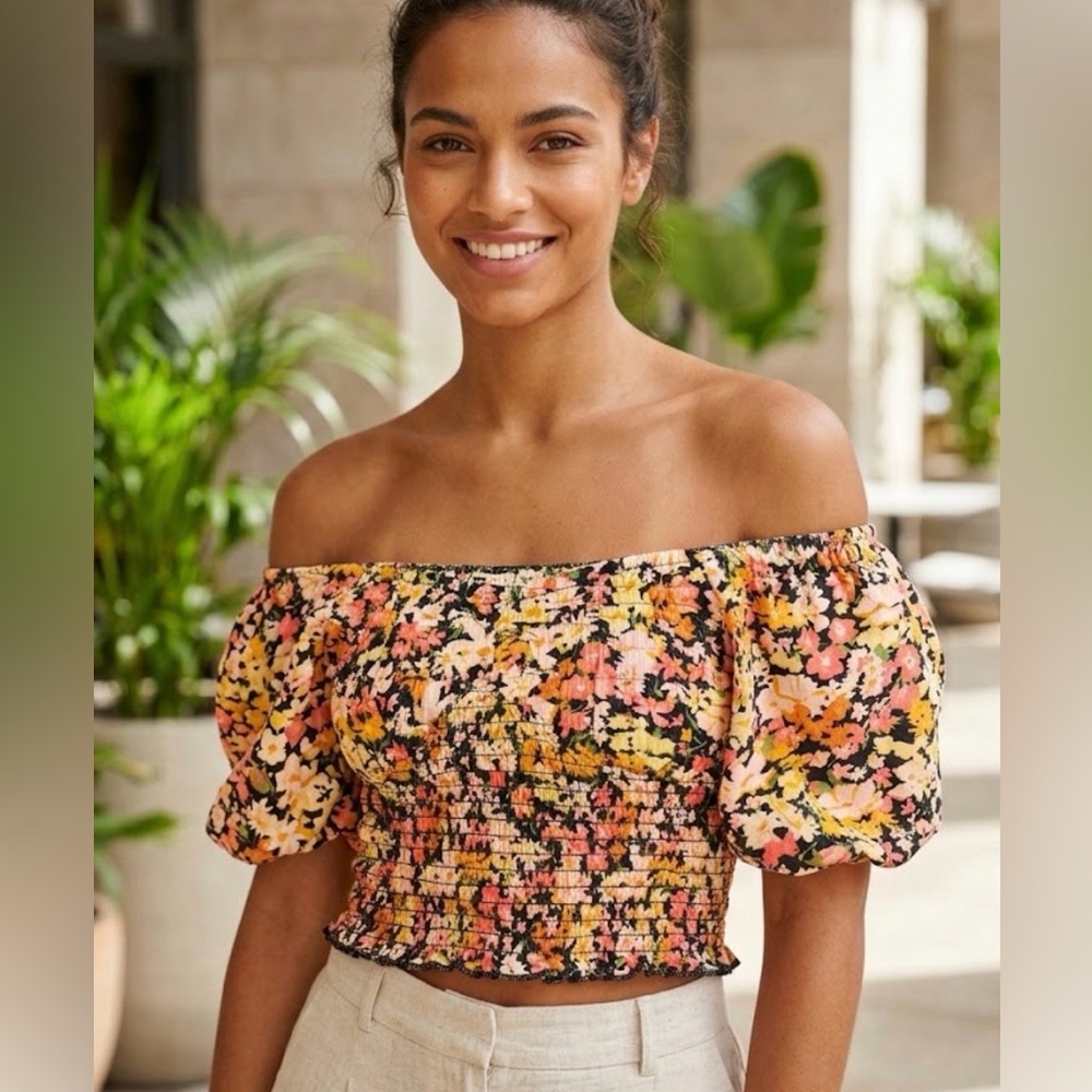 Billabong Floral Off-Shoulder Crop Top